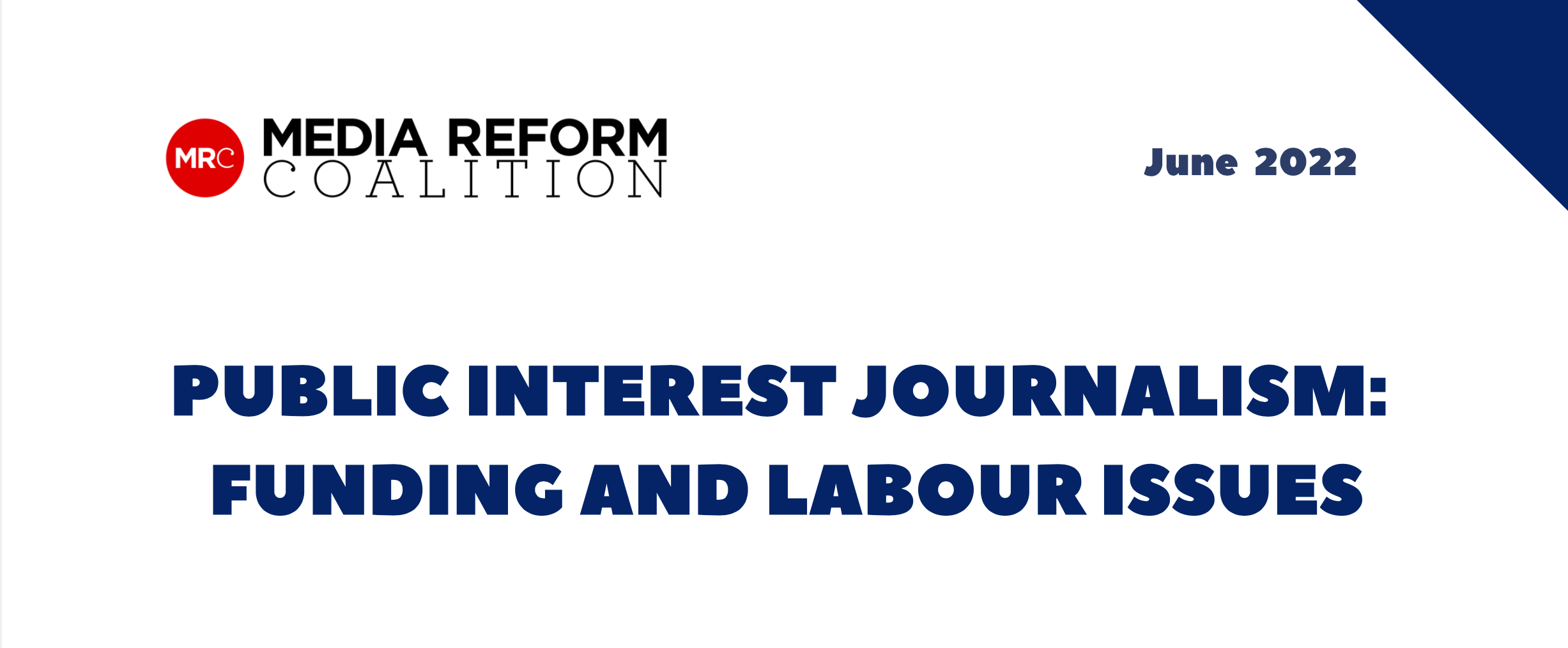 Journalism funding policy briefing media reform coalition news